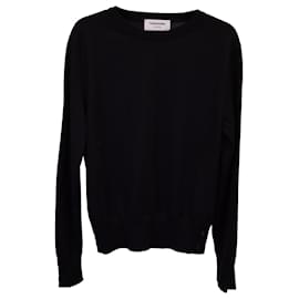 Thom Browne-Pullover girocollo Thom Browne in lana merino nera-Nero