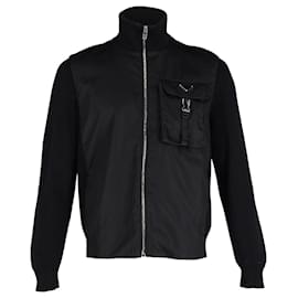 Prada-Prada 2021 Re-Nylon Outdoor Mountain Windbreaker Jacke aus schwarzer Wolle-Schwarz