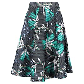 Mary Katrantzou-Mary Katrantzou Floral-Print Knee-Length Skirt in Green Polyester-Green