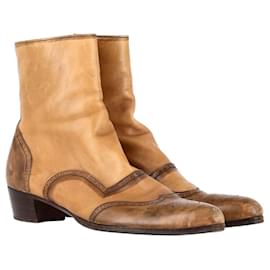 Miu Miu-Miu Miu Brogue Ankle Boots in Brown Leather-Brown