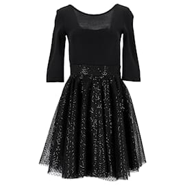 Maje-Maje Sequin Skirt Dress in Black Polyamide-Black