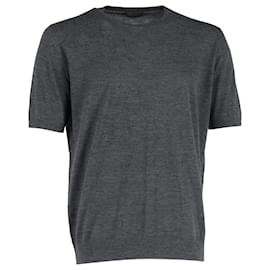Prada-Prada Knitted T-Shirt in Grey Wool-Brown