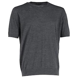 Prada-Camiseta Prada Tricotada em Lã Cinza-Cinza