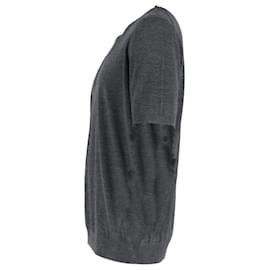 Prada-Prada Knitted T-Shirt in Grey Wool-Grey