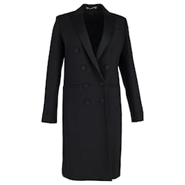 Gucci-Gucci Double-Breasted Coat in Black Suede-Black