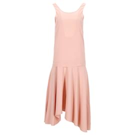Chloé-Chloe Sleeveless Asymmetric Midi Dress in Pink Acetate-Pink