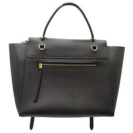 Céline Celine Mini Bolsa Cinto em Couro de Bezerro Preto Preto
