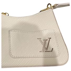 Louis Vuitton-Sac bandoulière Louis Vuitton Marellini en cuir épi blanc-Beige