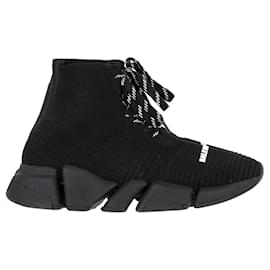 Balenciaga-Balenciaga Speed 2.0 Lace Up Sneakers in Black Polyester-Black
