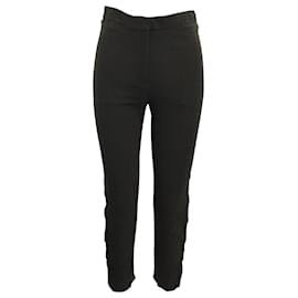 Céline-Pantalones de corte slim con detalle de cremallera Celine en seda negra-Negro