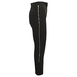 Céline-Celine Slim Fit-Hose mit Reißverschlussdetails aus schwarzer Seide-Schwarz