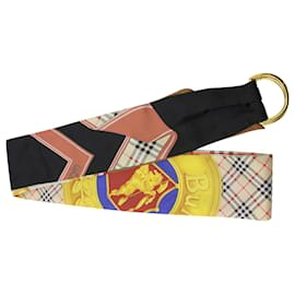 Burberry-Burberry D-Ring Detail Archive Print Skinny Scarf in Multicolor Silk-Other
