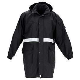 Balenciaga Parka zippée à rayures réfléchissantes sur le devant en nylon noir Noir
