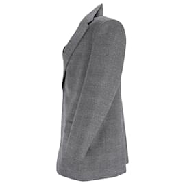 Balenciaga-Balenciaga Suspended Shoulder Glen Plaid Jacket in Grey Wool-Grey