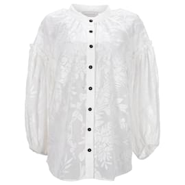 Zimmermann-Zimmermann Button-Down Blouse in White Polyester-White,Cream