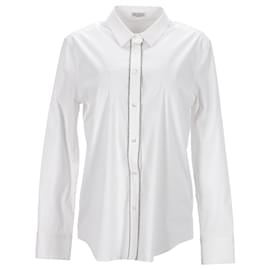 Brunello Cucinelli-Brunello Cucinelli Monili Button-Down Shirt in White Cotton-White