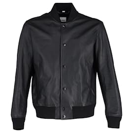 Burberry-Burberry Bomber Jacket in Black Leather-Black
