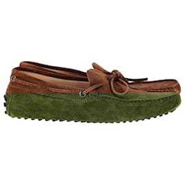Tod's-Tod's Gommino Driving Shoes in Brown Suede-Brown