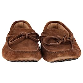 Tod's-Tod's Gommino Driving Shoes in Brown Suede-Brown