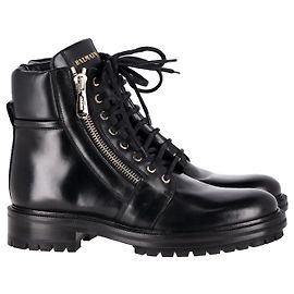 Botas Balmain Army Ranger Zip em couro de bezerro preto Preto