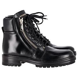 Balmain-Botas Balmain Army Ranger Zip en piel de becerro negra-Negro