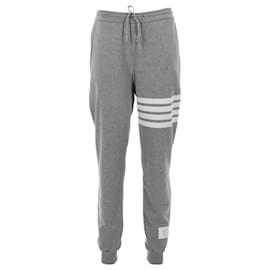 Thom Browne-Thom Browne 4-Pantaloni della tuta Bar in cotone grigio-Grigio