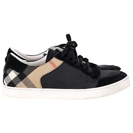 Baskets Burberry House Check en Cuir Noir Noir