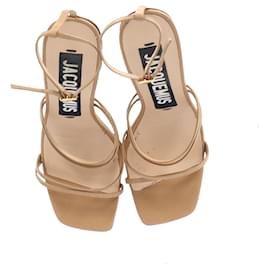 Jacquemus-Sandalias Jacquemus Swirling 'J's 'Espiral' en cuero beige-Castaño,Beige