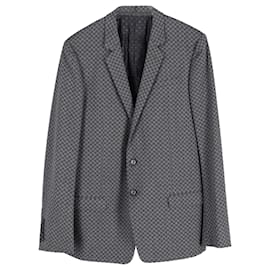 Gucci-Gucci Checkered Blazer Jacket in Grey Cotton-Grey
