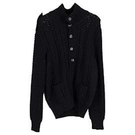Gucci-Gucci Cable Knit Sweater in Black Merino Wool-Black
