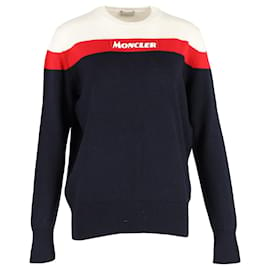 Moncler-Moncler Colorblock Logo Sweater in Multicolor Wool-Multiple colors