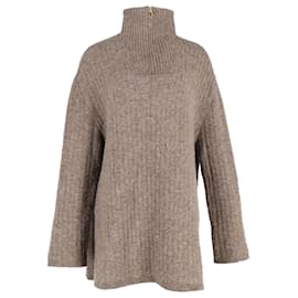 Nanushka-Maglione lungo Nanushka dolcevita con zip a un quarto in lana marrone-Marrone