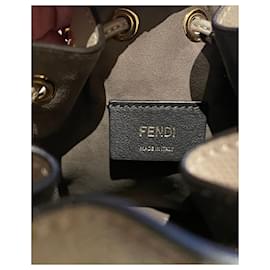 Fendi-Fendi Mon Tresor Bucket Bag in Grey Calfskin Leather-Grey