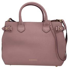 Burberry-Burberry The Banner Medium Tote Bag in Pink Leather-Other