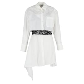 JW Anderson-Vestido camisa JW Anderson com inserção de renda em algodão branco-Branco
