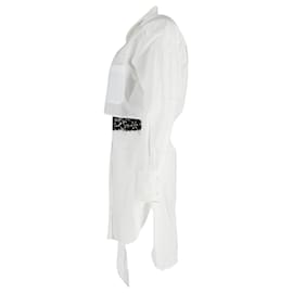 JW Anderson-Vestido camisero con aplicación de encaje en algodón blanco de JW Anderson-Blanco