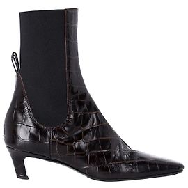 Botins Totême Efeito Crocodilo em Couro Marrom Marrom