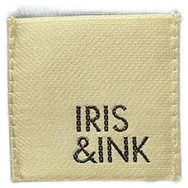 Iris & Ink-Vestido midi con cinturón y botones en algodón azul marino de Iris & Ink-Azul,Azul marino