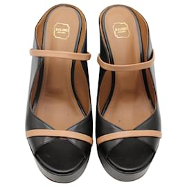 Autre Marque-Malone Souliers Norah Wedge Sandals in Black Leather-Black