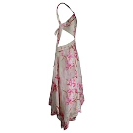 Zimmermann-Zimmermann Asymmetric Cut-Out Midi Dress in Floral Print Linen-Other