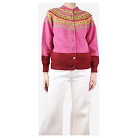 Autre Marque-Rosafarbener Wollpullover mit Stehkragen und Fairisle-Muster – Größe M-Pink