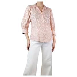 Stella Mc Cartney-Pink and gold silk-blend shirt - size UK 8-Pink