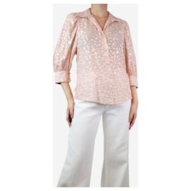 Stella Mc Cartney-Pink and gold silk-blend shirt - size UK 8-Pink