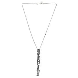 Balenciaga Typo Necklace in Silver Metal Silvery Metallic