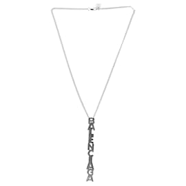 Balenciaga-Balenciaga Typo Necklace in Silver Metal-Silvery,Metallic