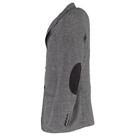 Ermenegildo Zegna-Ermenegildo Zegna Elbow Patch Blazer in Grey Wool-Brown