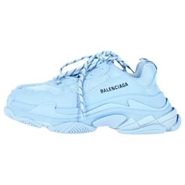Balenciaga-Balenciaga Triple S Sneakers aus hellblauem Polyester-Blau,Hellblau