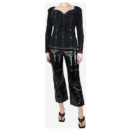 Off White-Black patent leather trousers - size UK 10-Black