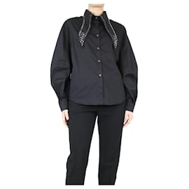 Miu Miu-Camicia nera con colletto ingioiellato - taglia S-Nero