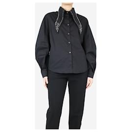 Miu Miu-Black bejewelled collar shirt - size S-Black